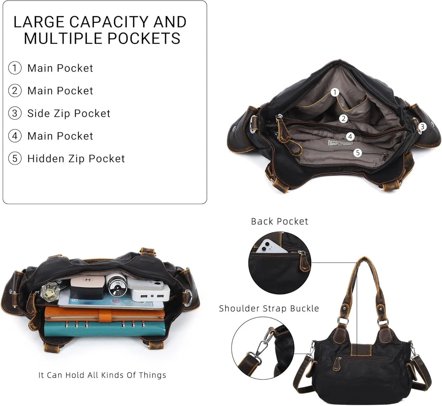 Angel Kiss Hobo Bags for Women Vegan Leather Purses and Handbags Ladies Chic Shoulder Bags Crossbody Purses with Metal Studs