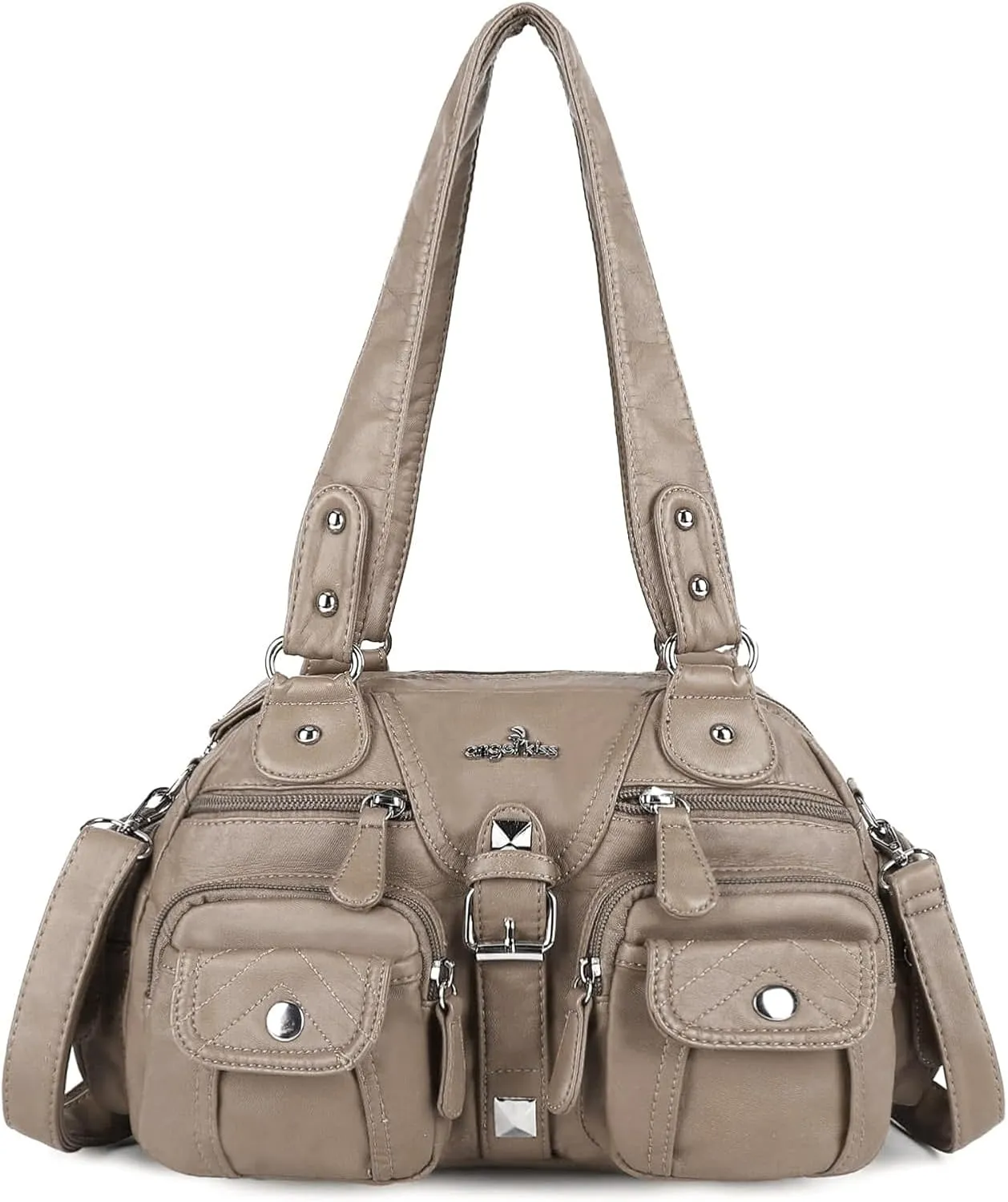 Angel Kiss Hobo Crossbody Purses for Women Shoulder Bag Multipocket Soft Hobo Purses Removable Strap Leather Handbags