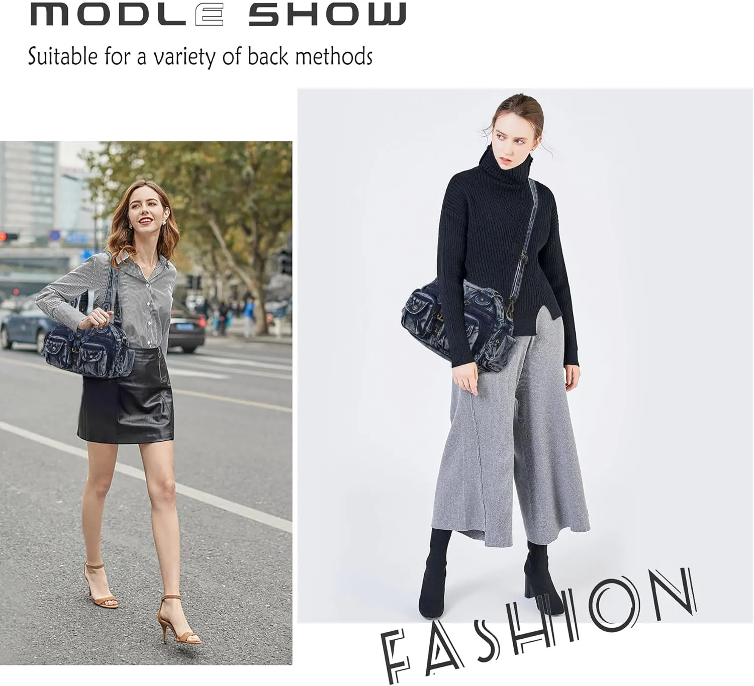 Angel Kiss Hobo Crossbody Purses for Women Shoulder Bag Multipocket Soft Hobo Purses Removable Strap Leather Handbags