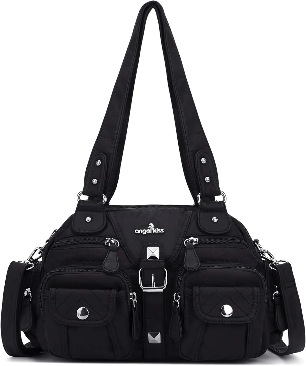Angel Kiss Hobo Crossbody Purses for Women Shoulder Bag Multipocket Soft Hobo Purses Removable Strap Leather Handbags
