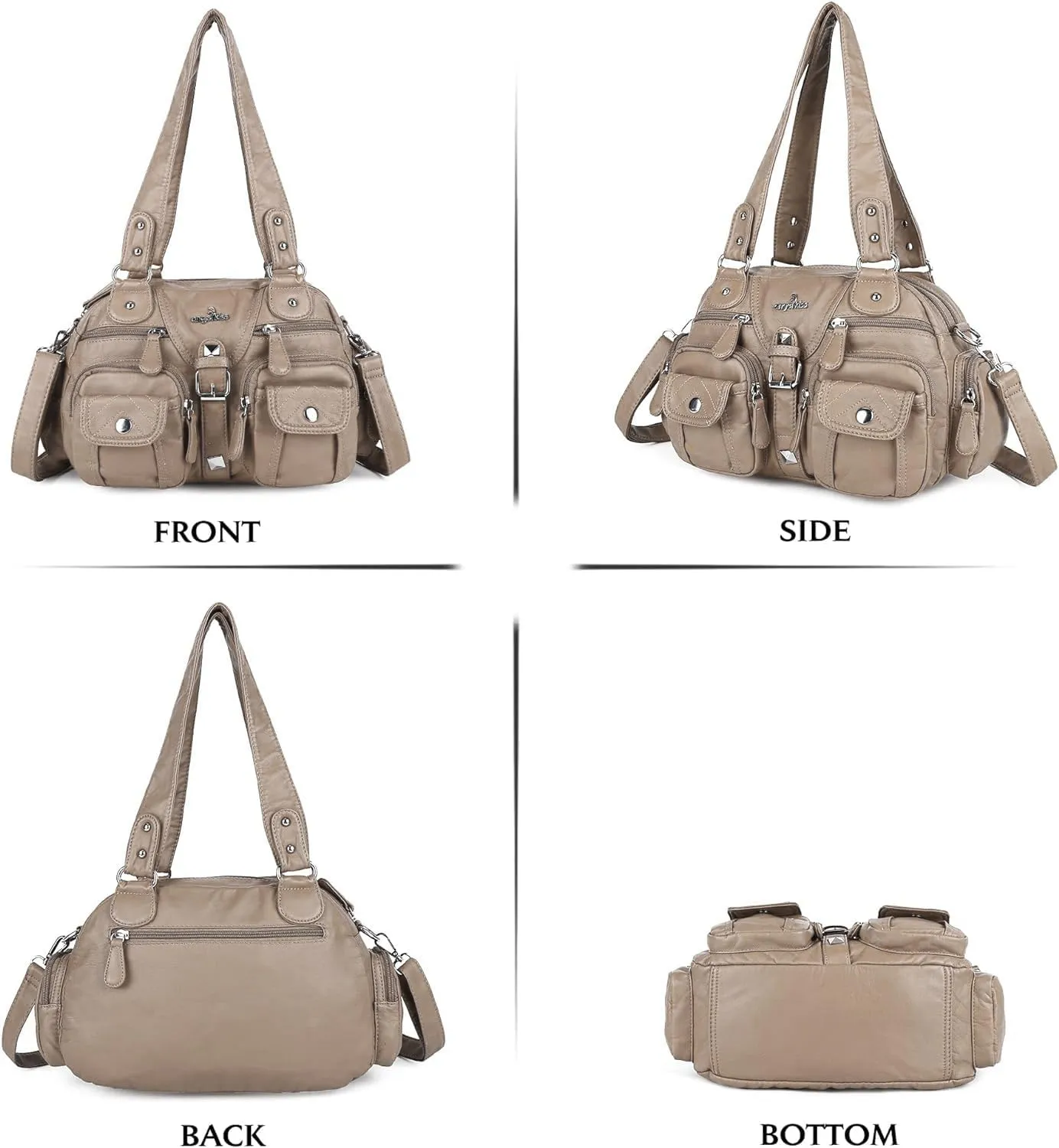 Angel Kiss Hobo Crossbody Purses for Women Shoulder Bag Multipocket Soft Hobo Purses Removable Strap Leather Handbags
