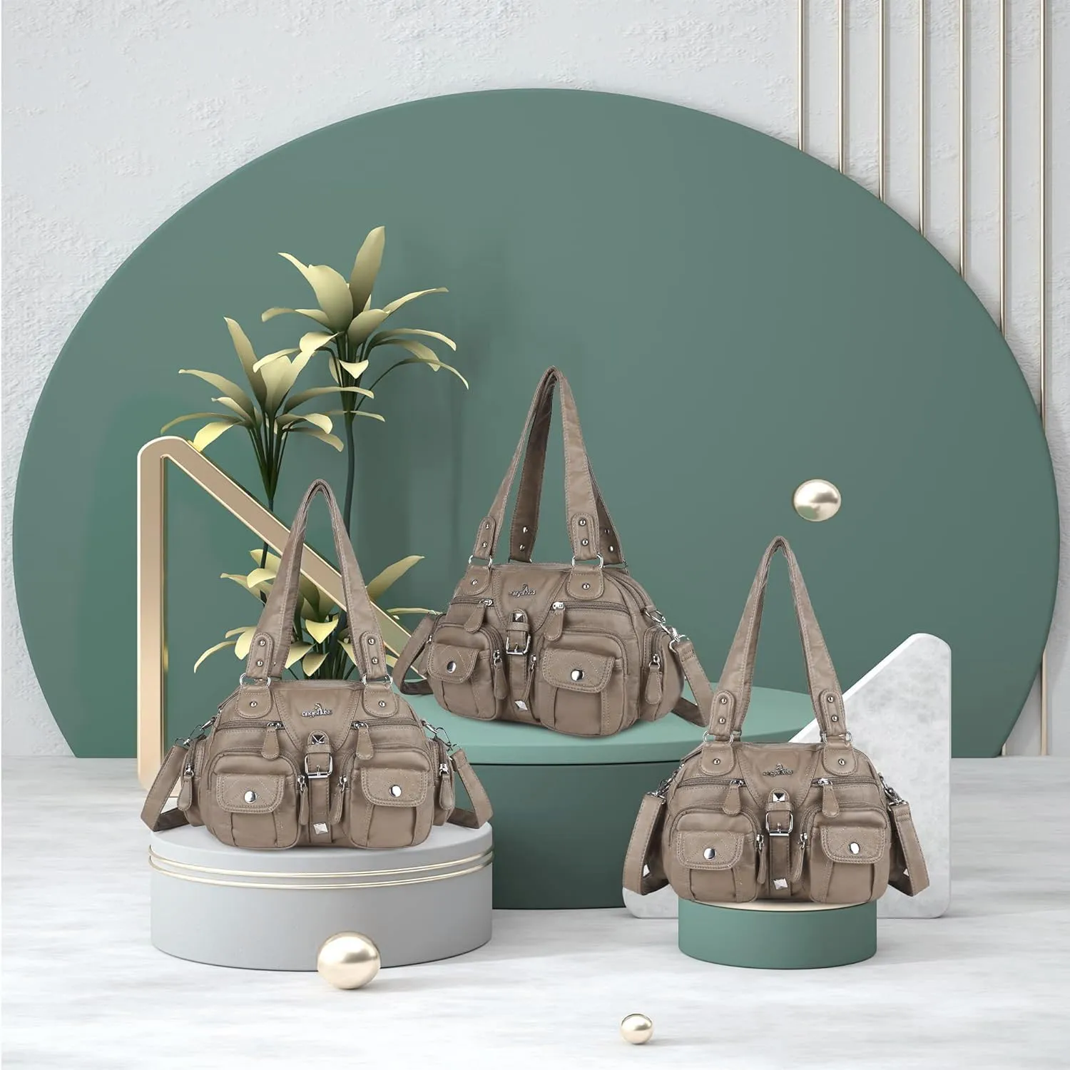 Angel Kiss Hobo Crossbody Purses for Women Shoulder Bag Multipocket Soft Hobo Purses Removable Strap Leather Handbags