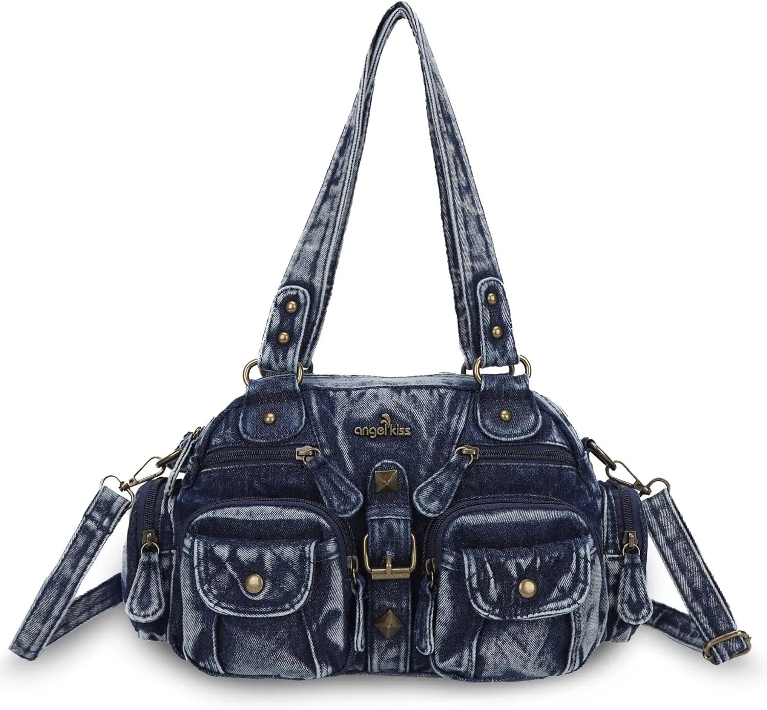 Angel Kiss Hobo Crossbody Purses for Women Shoulder Bag Multipocket Soft Hobo Purses Removable Strap Leather Handbags