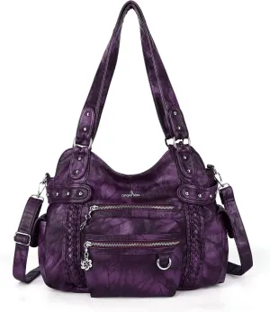 Angel Kiss Hobo Handbags for Women Soft PU Leather Shoulder Handbags Ladies Purses