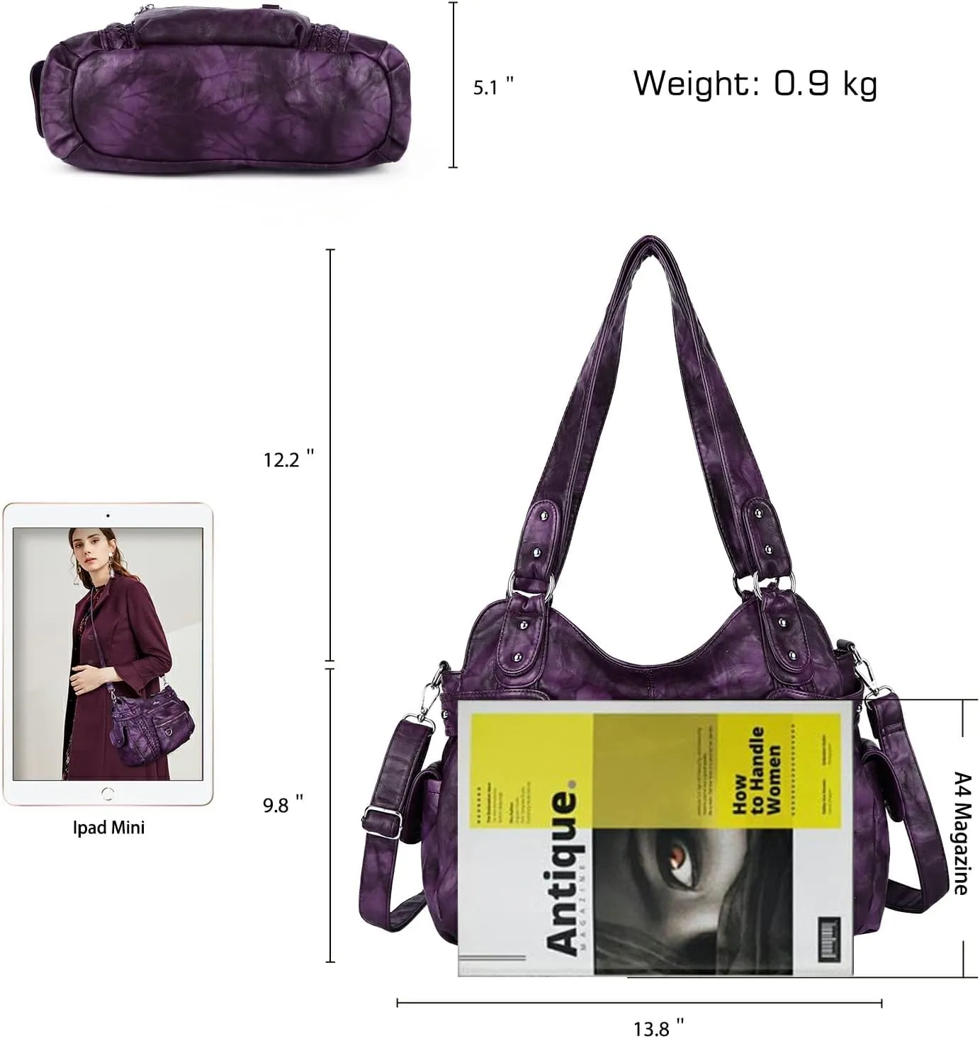 Angel Kiss Hobo Handbags for Women Soft PU Leather Shoulder Handbags Ladies Purses