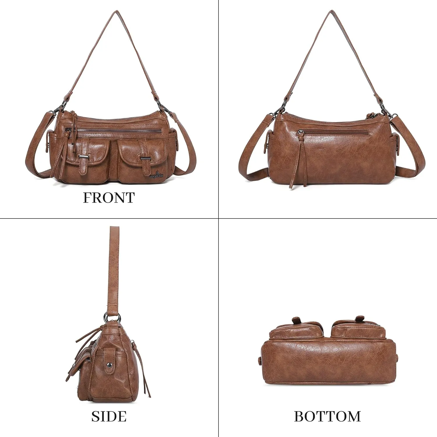 Angel Kiss Hobo Purses for Women Crossbody Shoulder Bag Ladies Multi Pocket Handbags with Adjustable Shoulder Strap