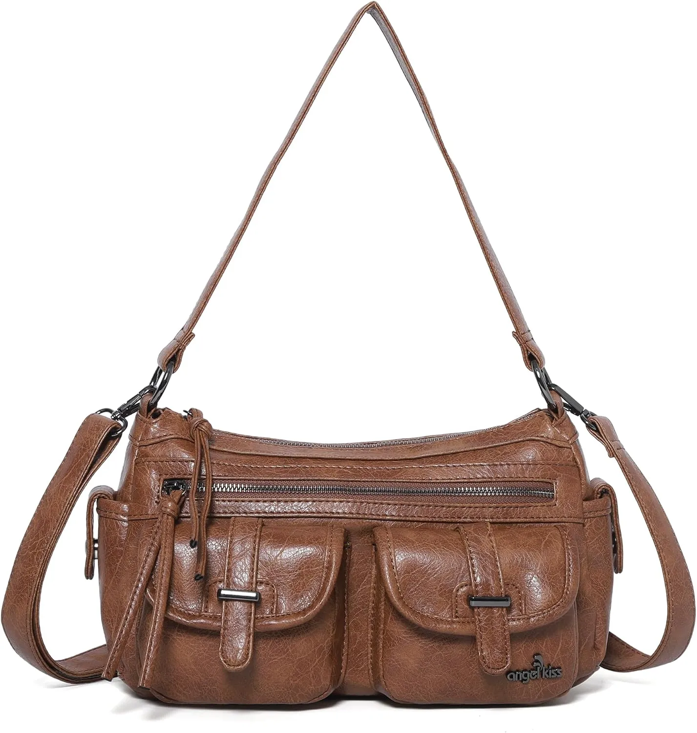 Angel Kiss Hobo Purses for Women Crossbody Shoulder Bag Ladies Multi Pocket Handbags with Adjustable Shoulder Strap