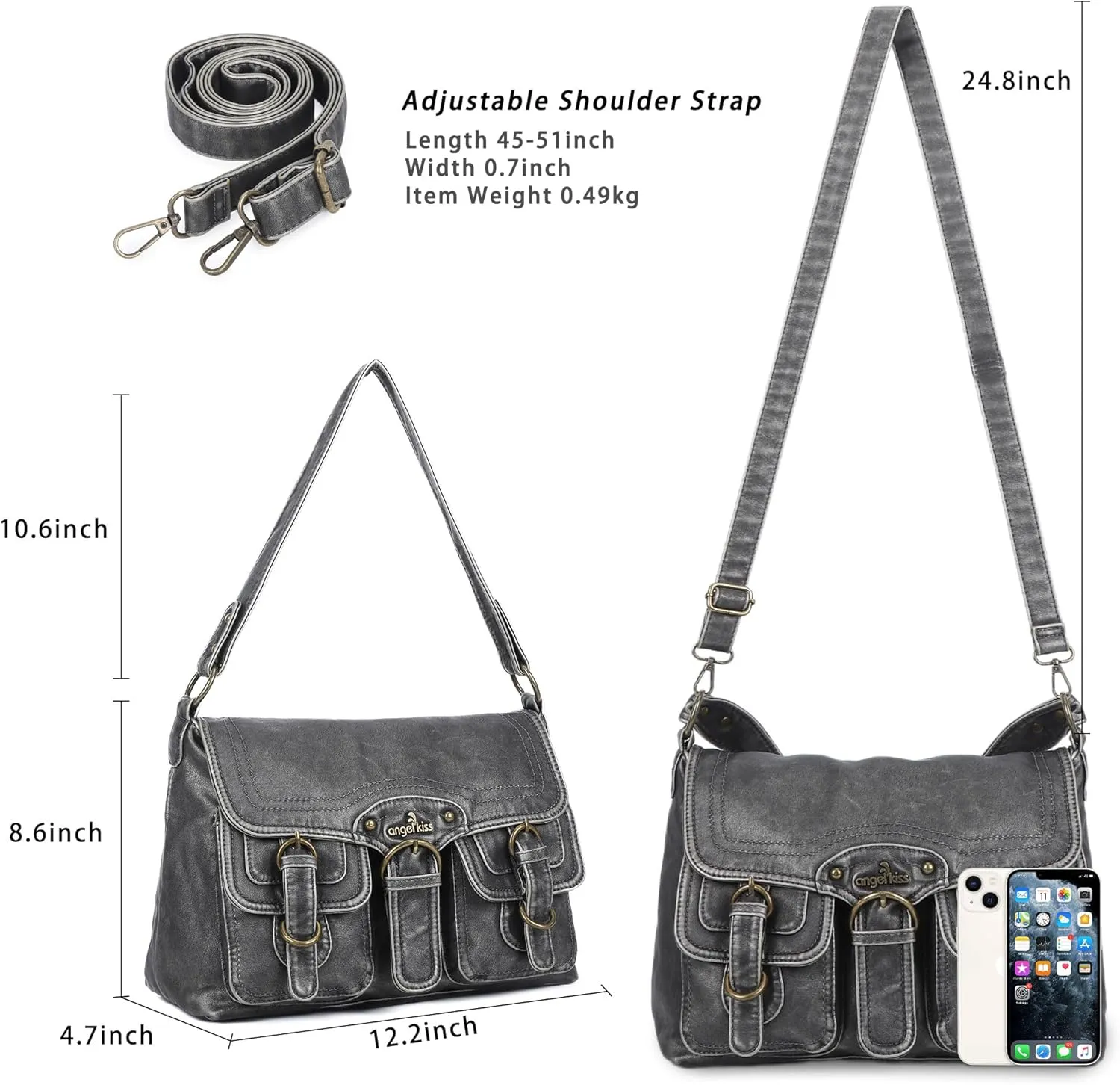 Angel Kiss Purses and Handbags for Women,Vegan Leather Hobo Purses Crossbody Hobo Bag Tote Satchel Handbags
