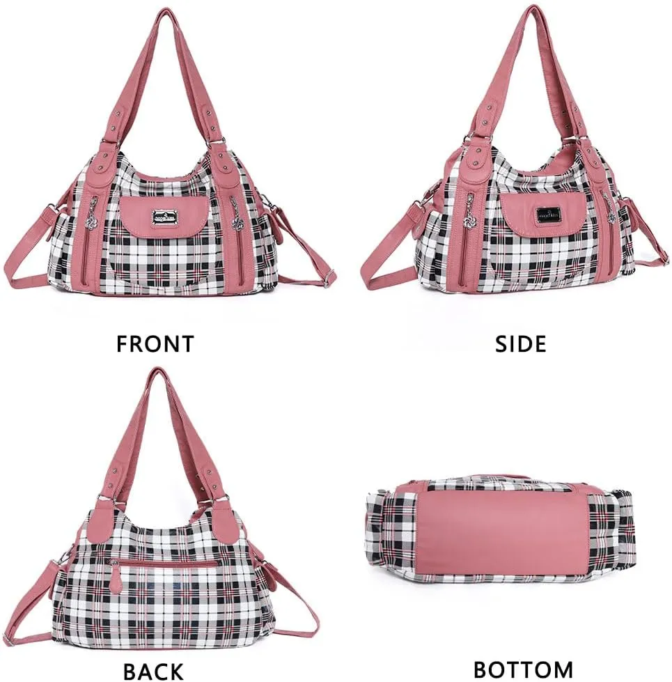 Angel Kiss Purses for Women, Large Shoulder Bag Hobo Tote Purse Mutipocket Faux Leather Satchel Hobo Purse