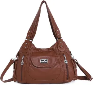 Angel Kiss Purses for Women, Large Shoulder Bag Hobo Tote Purse Mutipocket Faux Leather Satchel Hobo Purse