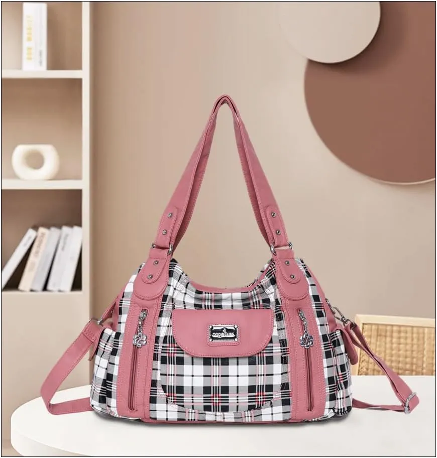 Angel Kiss Purses for Women, Large Shoulder Bag Hobo Tote Purse Mutipocket Faux Leather Satchel Hobo Purse