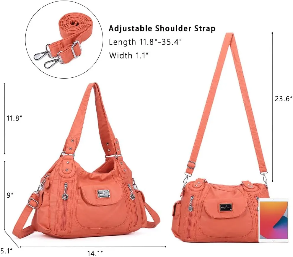 Angel Kiss Purses for Women, Large Shoulder Bag Hobo Tote Purse Mutipocket Faux Leather Satchel Hobo Purse