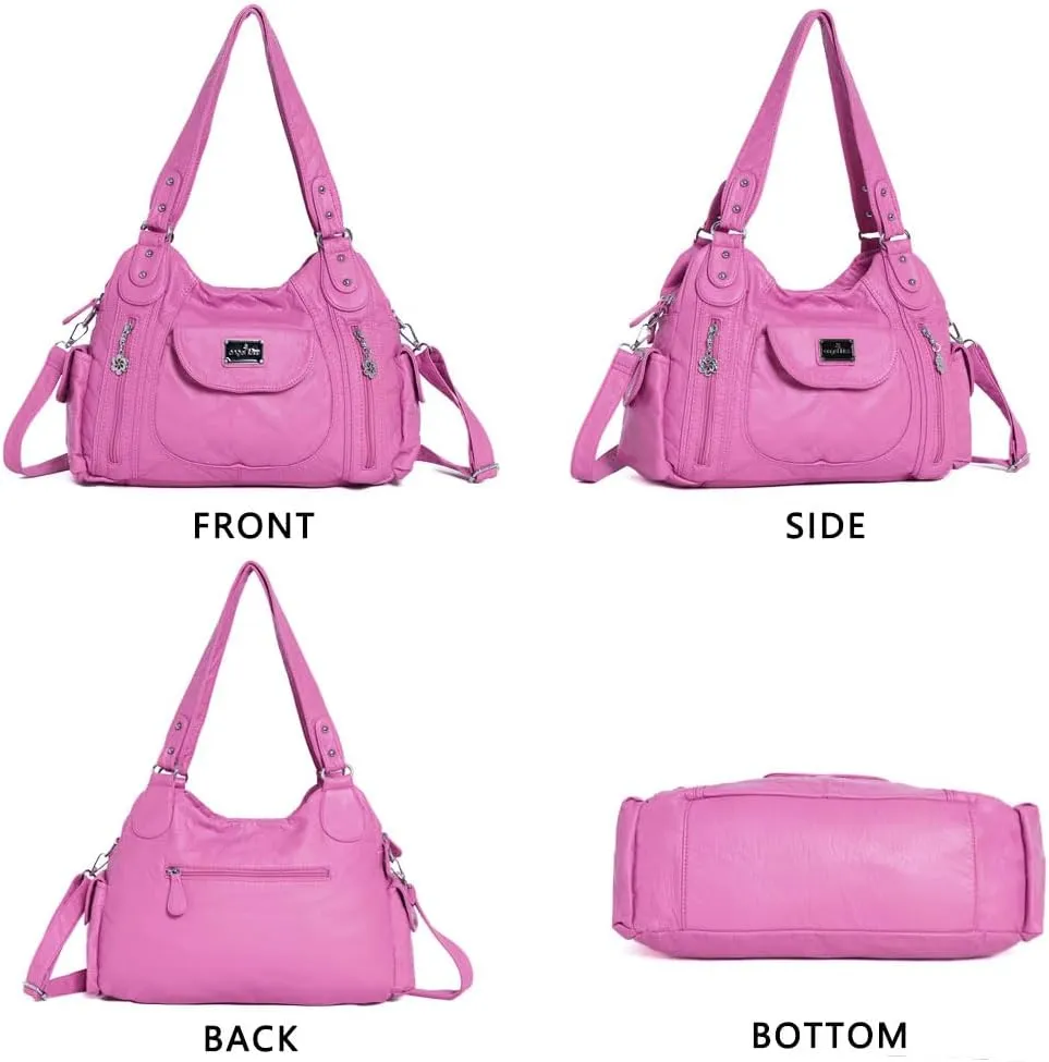 Angel Kiss Purses for Women, Large Shoulder Bag Hobo Tote Purse Mutipocket Faux Leather Satchel Hobo Purse