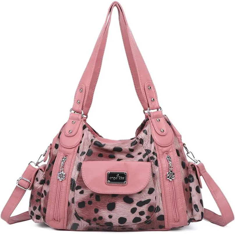Angel Kiss Purses for Women, Large Shoulder Bag Hobo Tote Purse Mutipocket Faux Leather Satchel Hobo Purse