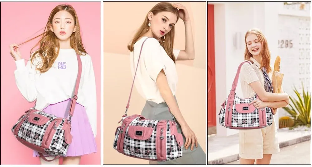 Angel Kiss Purses for Women, Large Shoulder Bag Hobo Tote Purse Mutipocket Faux Leather Satchel Hobo Purse