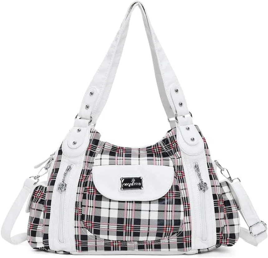 Angel Kiss Purses for Women, Large Shoulder Bag Hobo Tote Purse Mutipocket Faux Leather Satchel Hobo Purse