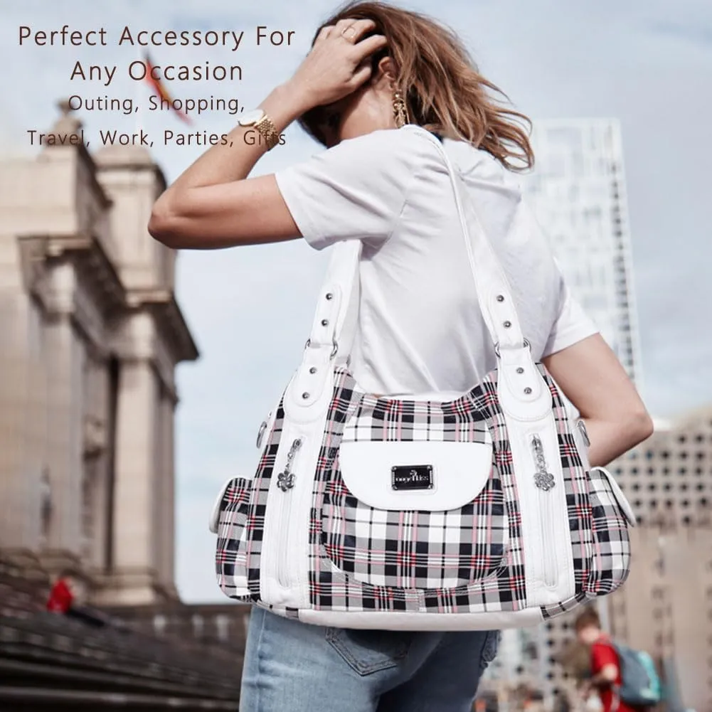 Angel Kiss Purses for Women, Large Shoulder Bag Hobo Tote Purse Mutipocket Faux Leather Satchel Hobo Purse