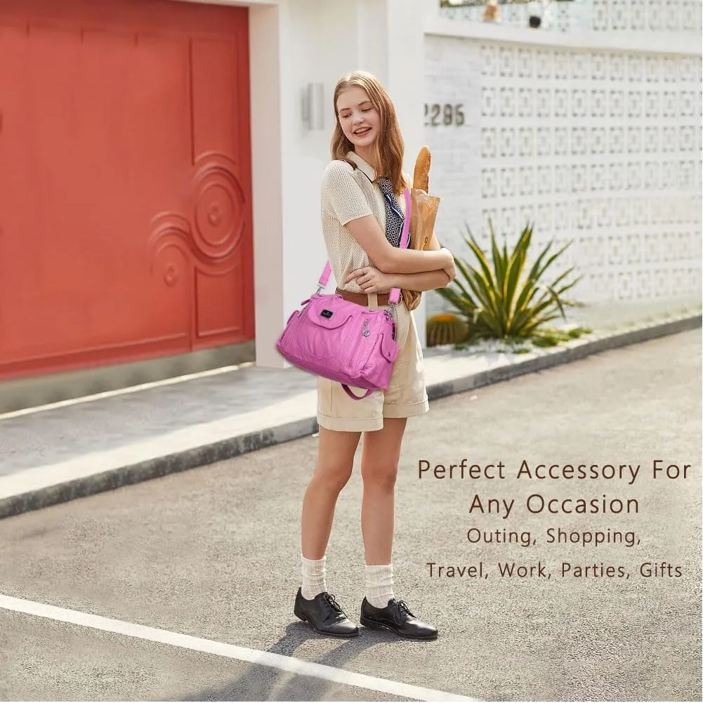 Angel Kiss Purses for Women, Large Shoulder Bag Hobo Tote Purse Mutipocket Faux Leather Satchel Hobo Purse