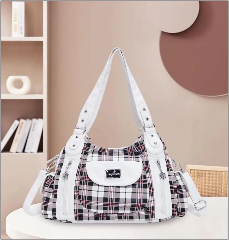 Angel Kiss Purses for Women, Large Shoulder Bag Hobo Tote Purse Mutipocket Faux Leather Satchel Hobo Purse