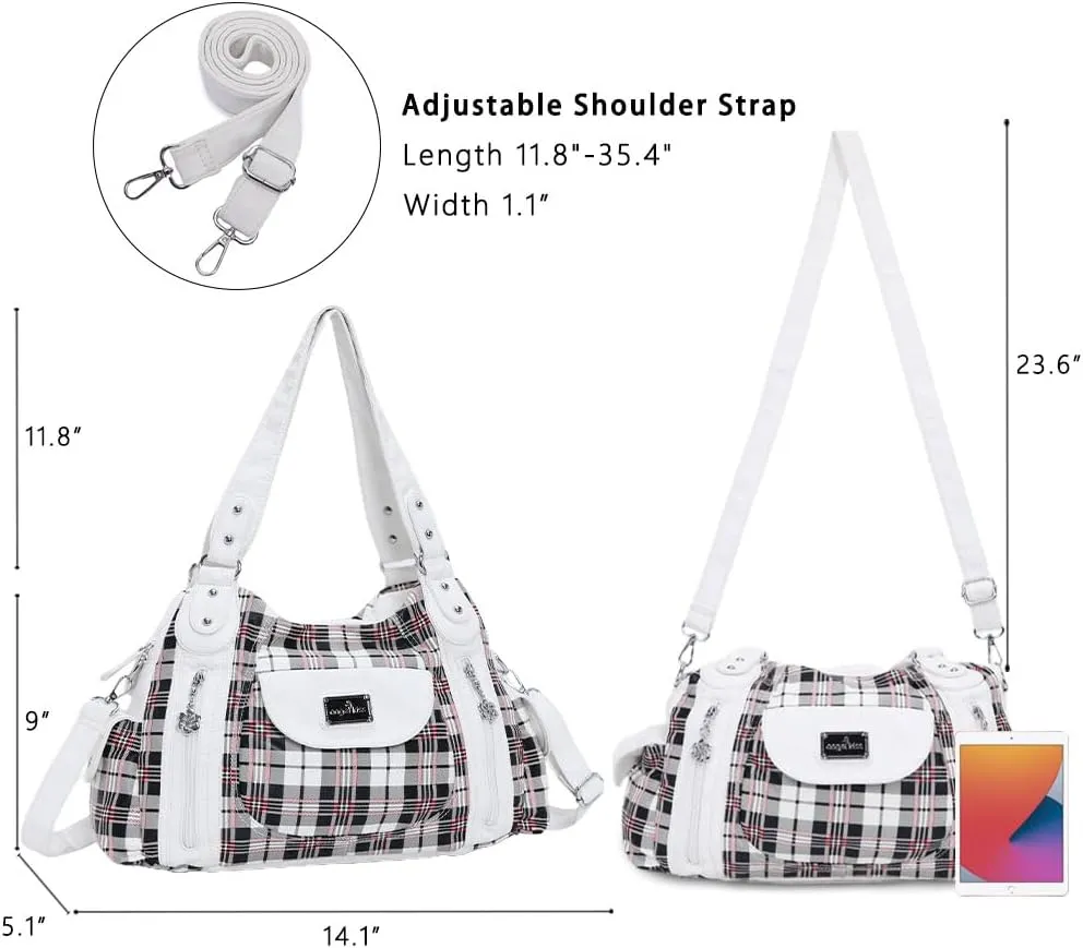 Angel Kiss Purses for Women, Large Shoulder Bag Hobo Tote Purse Mutipocket Faux Leather Satchel Hobo Purse