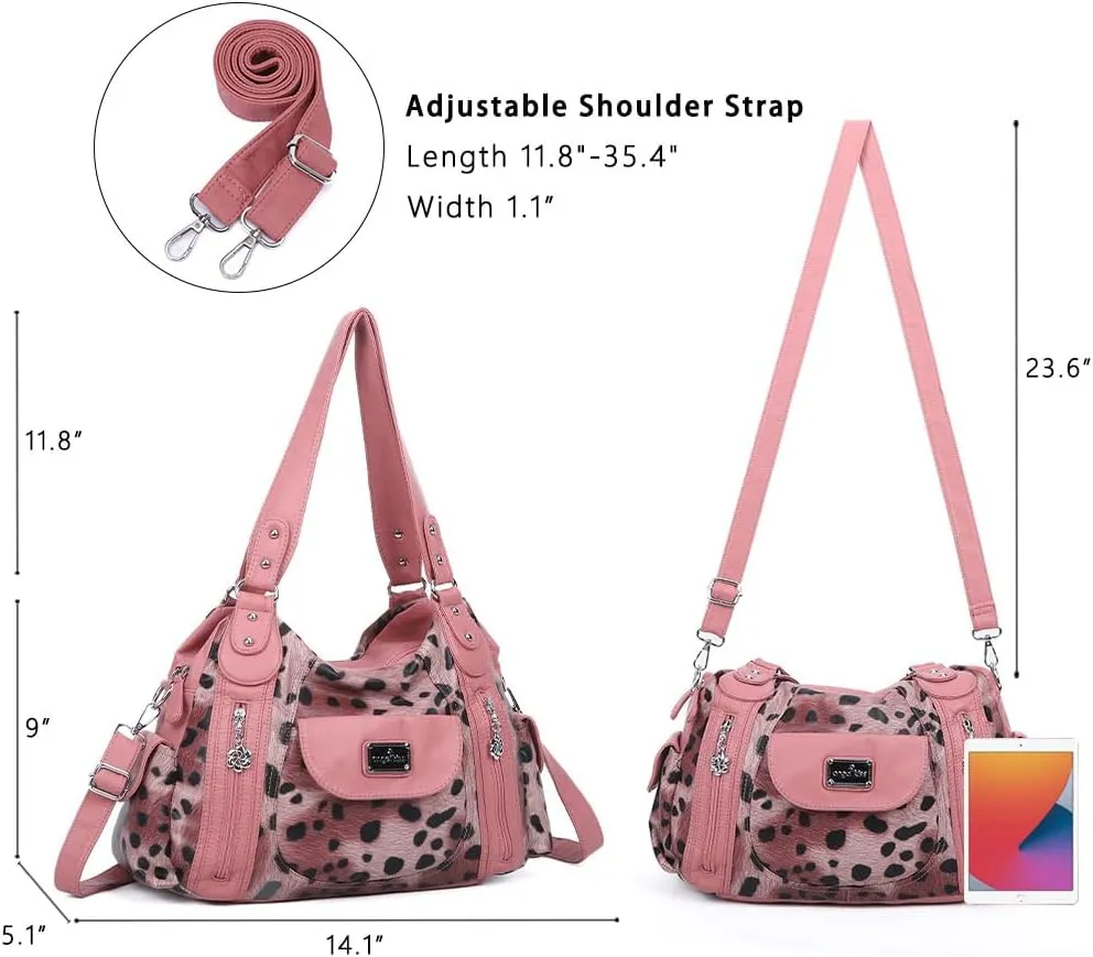 Angel Kiss Purses for Women, Large Shoulder Bag Hobo Tote Purse Mutipocket Faux Leather Satchel Hobo Purse