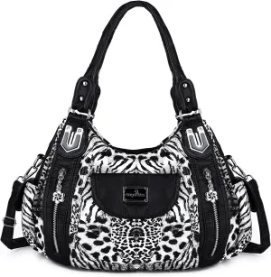 Angel Kiss Purses for Women, Large Shoulder Bag Hobo Tote Purse Mutipocket Faux Leather Satchel Hobo Purse
