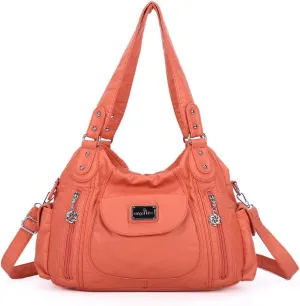 Angel Kiss Purses for Women, Large Shoulder Bag Hobo Tote Purse Mutipocket Faux Leather Satchel Hobo Purse