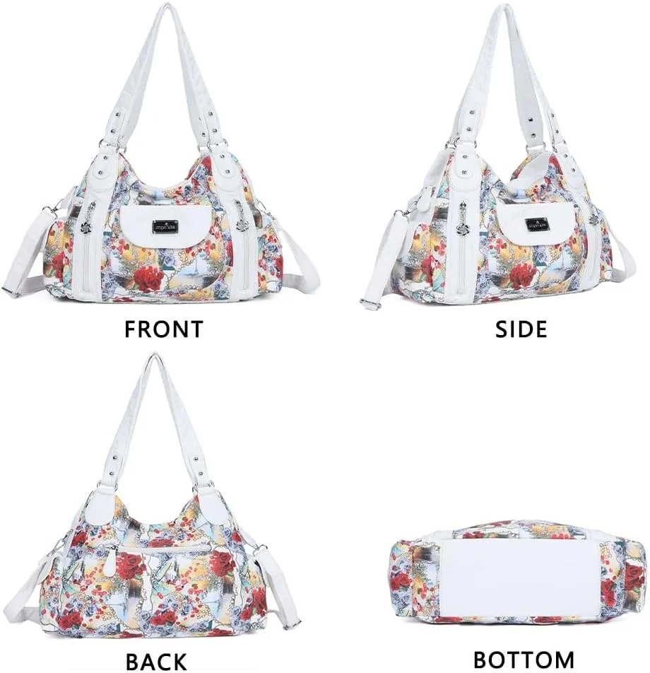 Angel Kiss Purses for Women, Large Shoulder Bag Hobo Tote Purse Mutipocket Faux Leather Satchel Hobo Purse