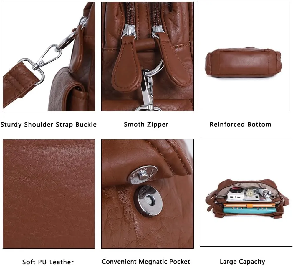 Angel Kiss Purses for Women, Large Shoulder Bag Hobo Tote Purse Mutipocket Faux Leather Satchel Hobo Purse