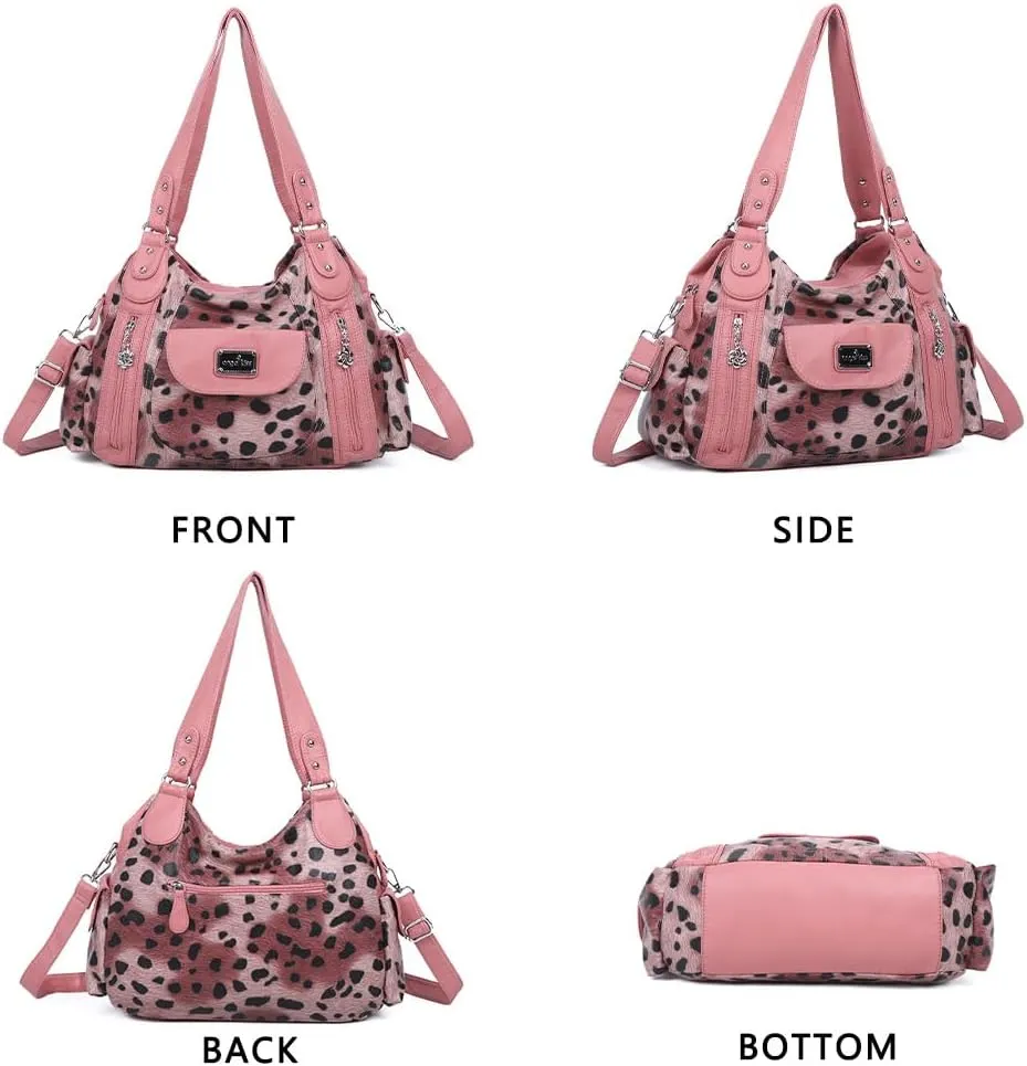 Angel Kiss Purses for Women, Large Shoulder Bag Hobo Tote Purse Mutipocket Faux Leather Satchel Hobo Purse