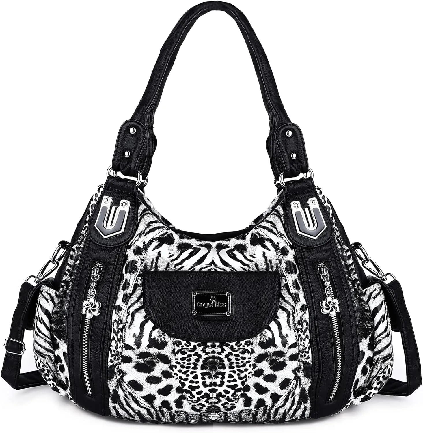 Angel Kiss Purses for Women, Large Shoulder Bag Hobo Tote Purse Mutipocket Faux Leather Satchel Hobo Purse