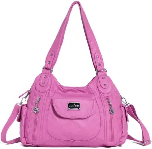 Angel Kiss Purses for Women, Large Shoulder Bag Hobo Tote Purse Mutipocket Faux Leather Satchel Hobo Purse