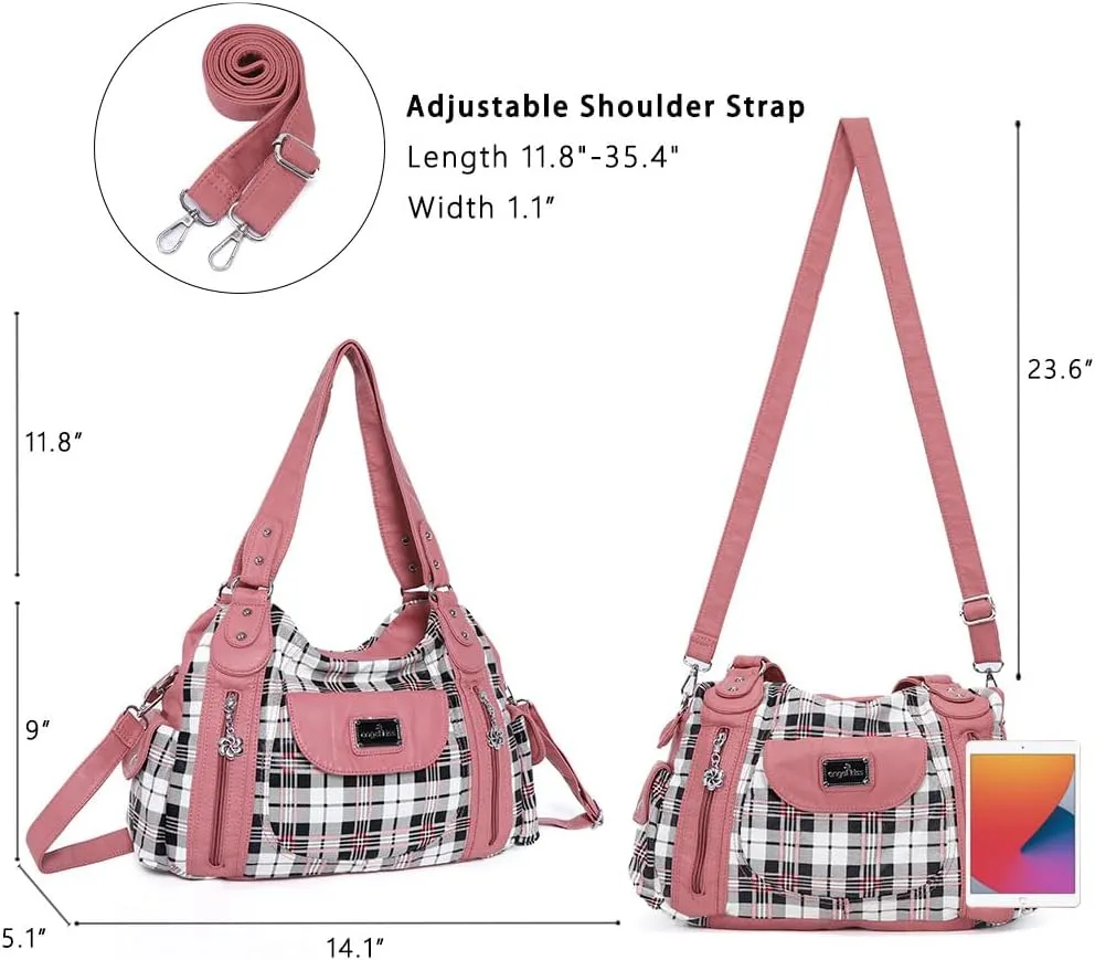 Angel Kiss Purses for Women, Large Shoulder Bag Hobo Tote Purse Mutipocket Faux Leather Satchel Hobo Purse
