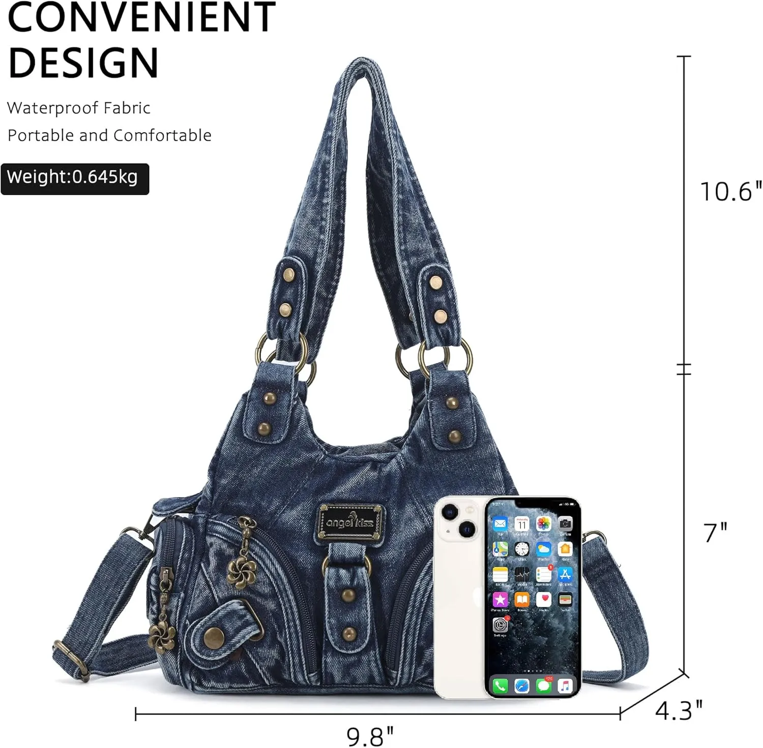 Angel Kiss Purses for Women Small Hobo Shoulder Bags Vagen Leather Multi-Pocket Tote Bag with Zipper
