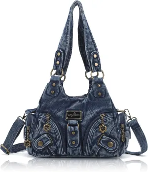 Angel Kiss Purses for Women Small Hobo Shoulder Bags Vagen Leather Multi-Pocket Tote Bag with Zipper