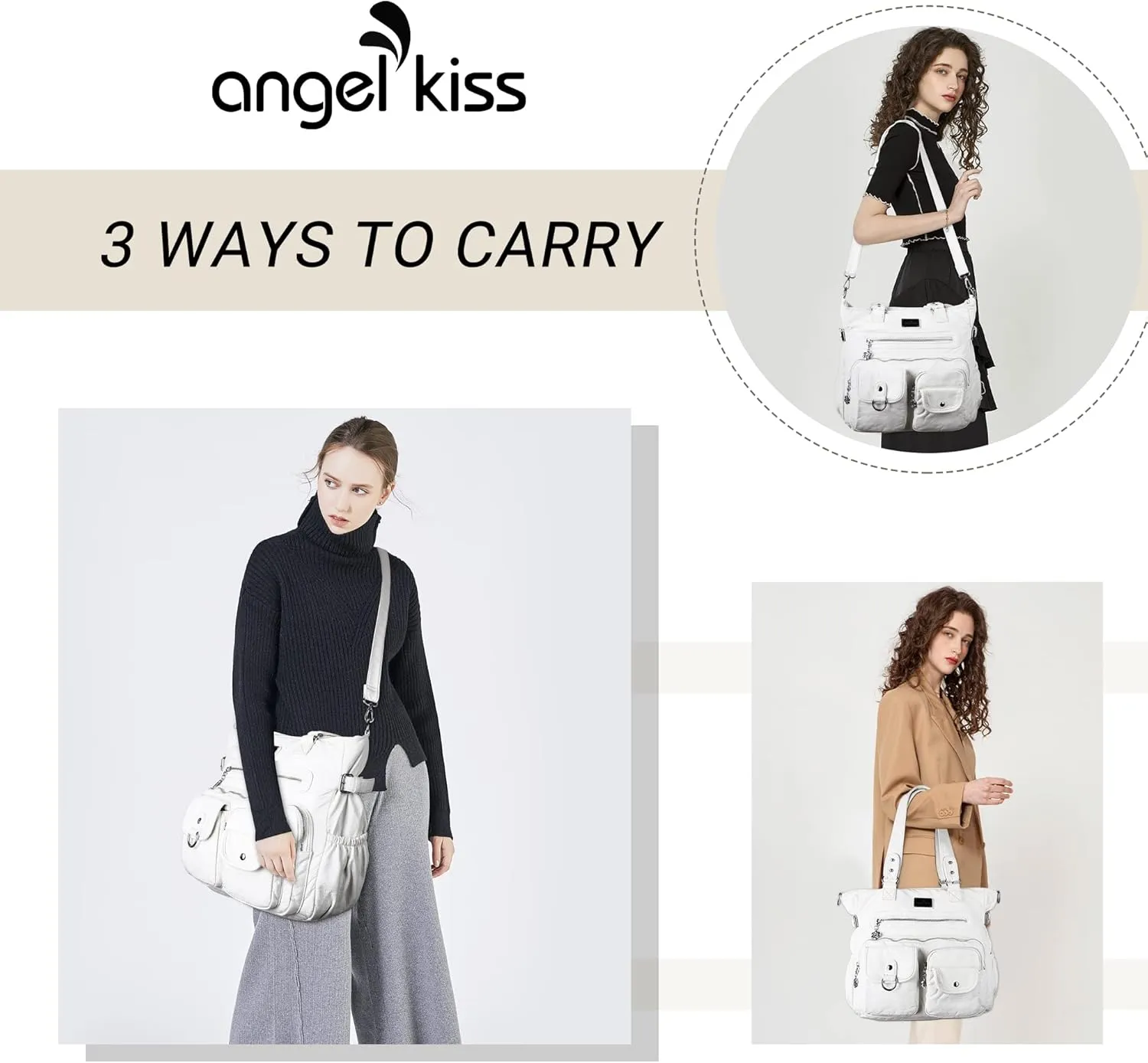Angelkiss Purses and Handbag for Women Soft Leather Hobo Bags Satchel Shoulder Bags Ladies Tote Crossbody Bag