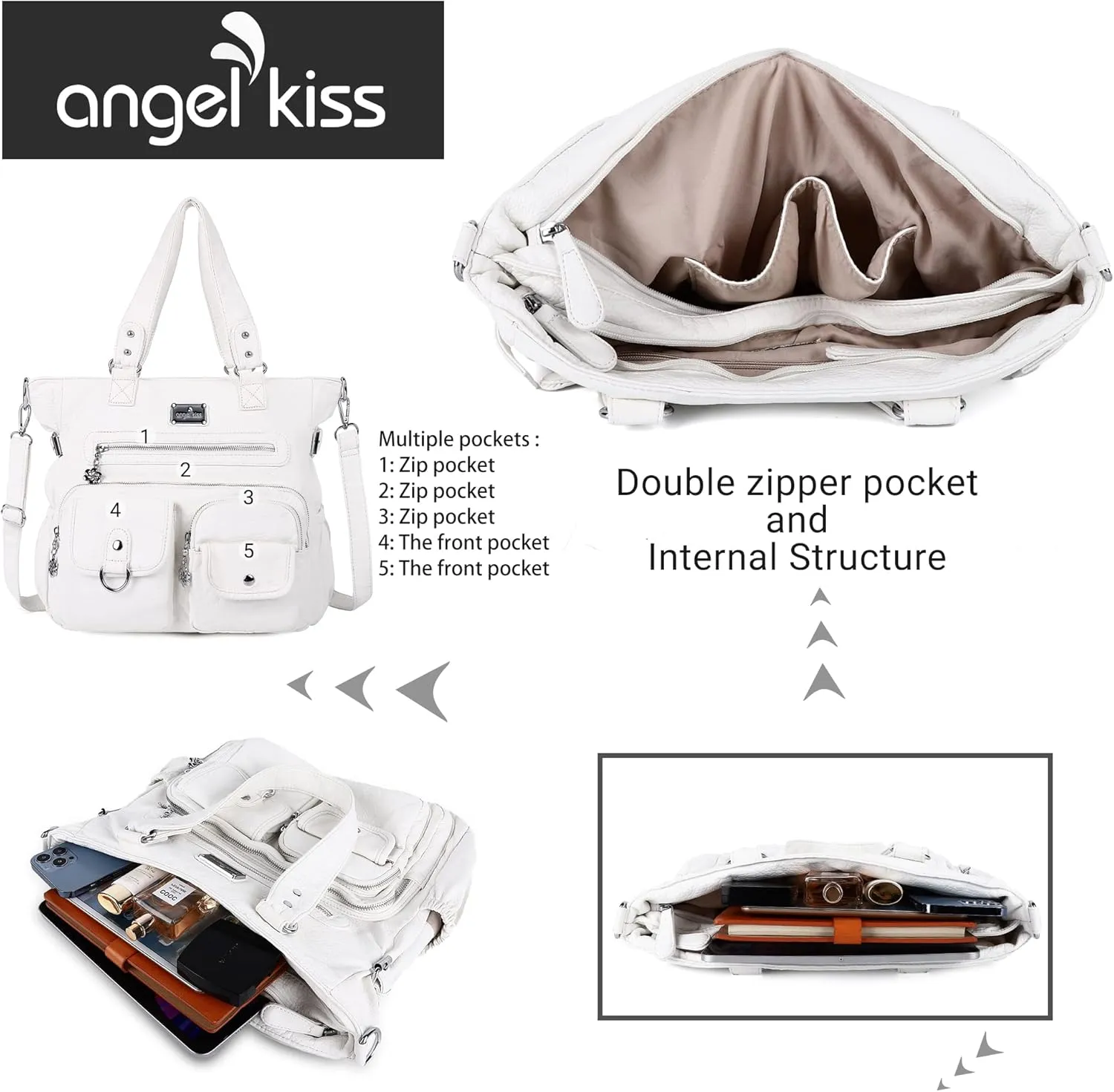 Angelkiss Purses and Handbag for Women Soft Leather Hobo Bags Satchel Shoulder Bags Ladies Tote Crossbody Bag
