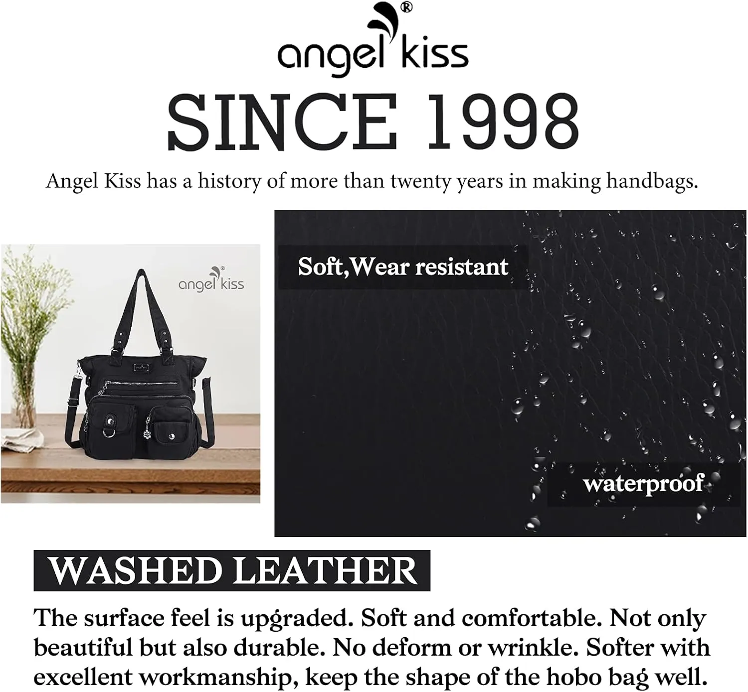 Angelkiss Purses and Handbag for Women Soft Leather Hobo Bags Satchel Shoulder Bags Ladies Tote Crossbody Bag