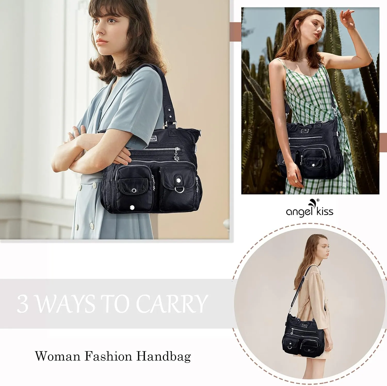 Angelkiss Purses and Handbag for Women Soft Leather Hobo Bags Satchel Shoulder Bags Ladies Tote Crossbody Bag