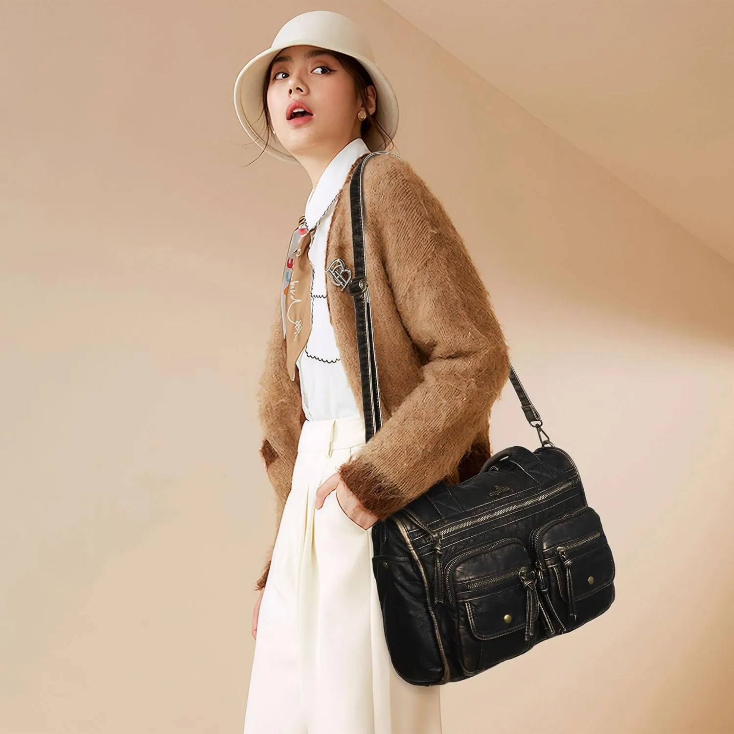 Angelkiss Purses and Handbag for Women Soft Leather Hobo Bags Satchel Shoulder Bags Ladies Tote Crossbody Bag