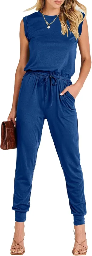 ANRABESS Women’s Summer Crewneck Sleeveless Casual Dressy Loose Stretchy Jumpsuits Rompers 2025 Trendy Outfits