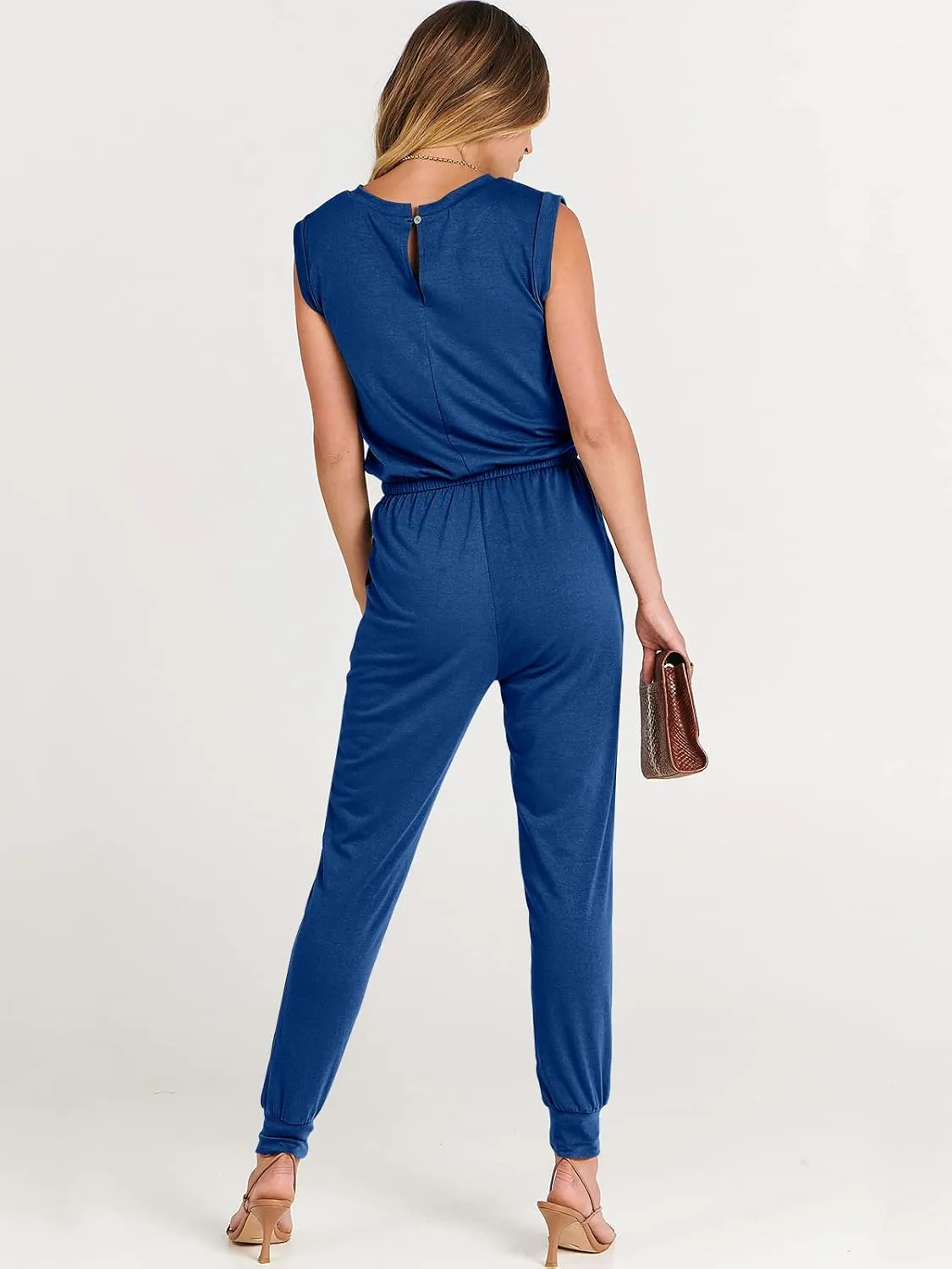 ANRABESS Women’s Summer Crewneck Sleeveless Casual Dressy Loose Stretchy Jumpsuits Rompers 2025 Trendy Outfits