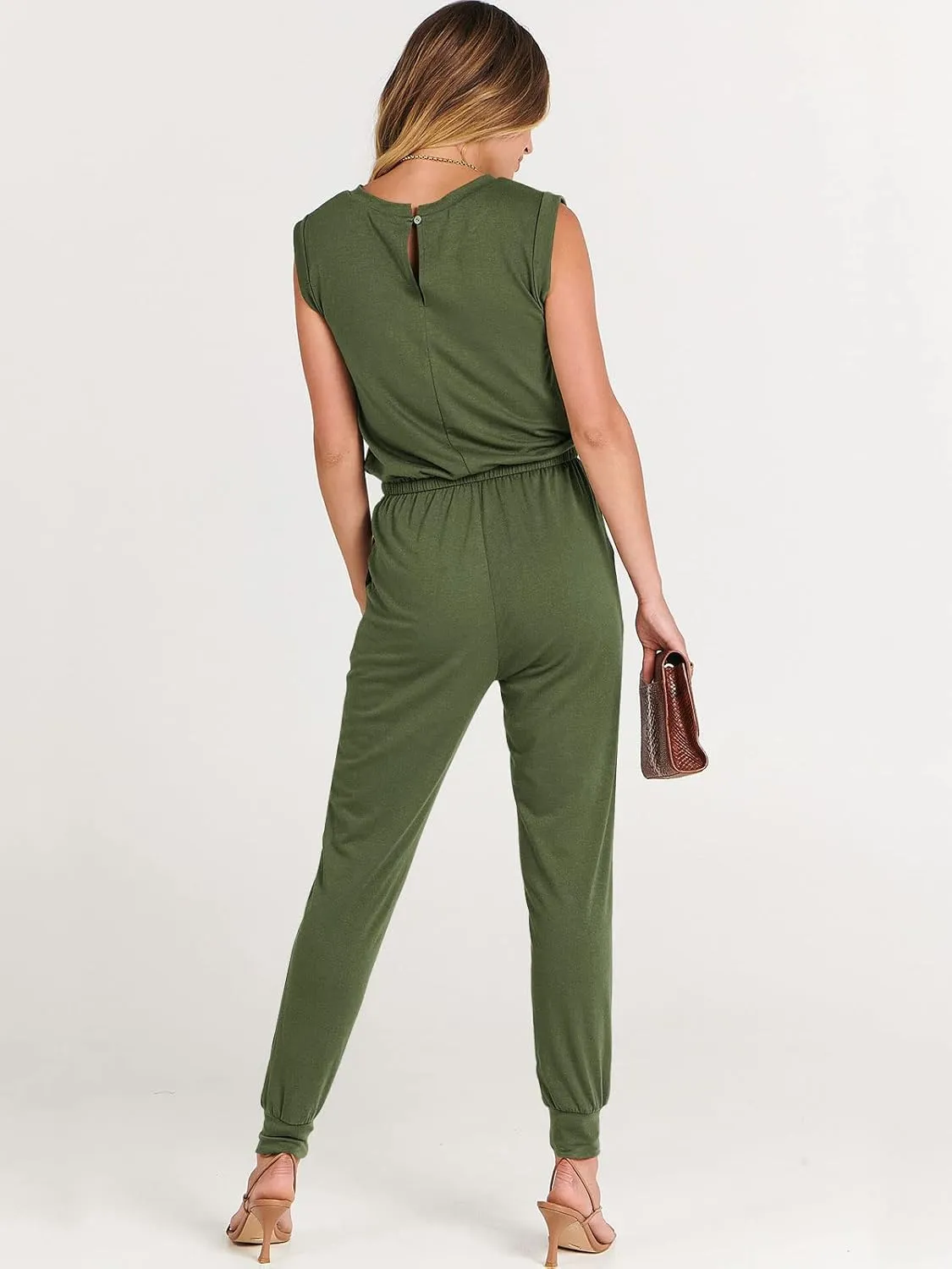 ANRABESS Women’s Summer Crewneck Sleeveless Casual Dressy Loose Stretchy Jumpsuits Rompers 2025 Trendy Outfits