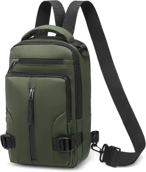 Anti Theft Crossbody Backpack, 9.7-Inch Pads Convertible Sling Bag Lightweight One Strap Casual Pack for Women Men Hiking Travel Cycling (Green)