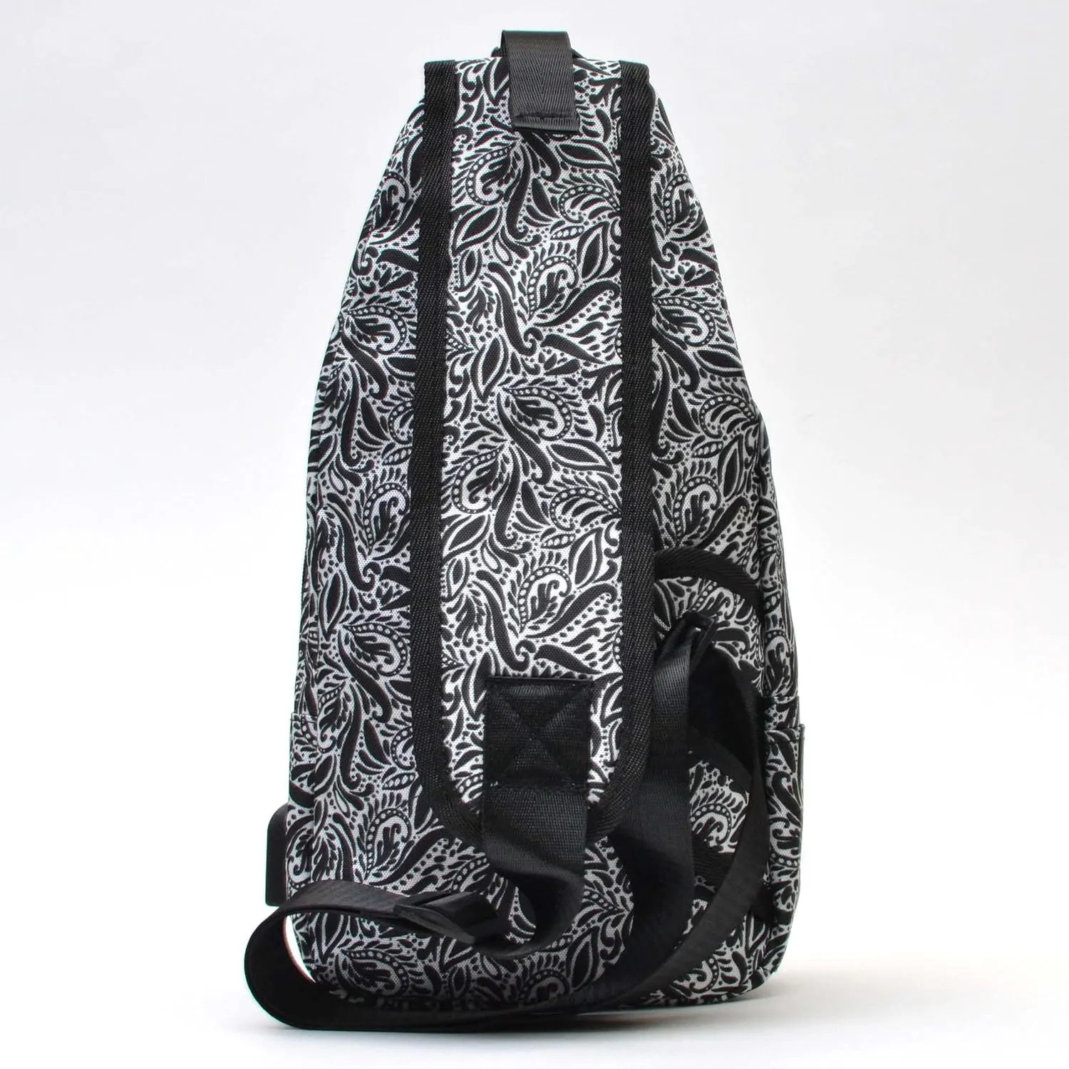 Anti-Theft Daypack Crossbody Sling Backpack, USB Charging, Lightweight Day Pack for Travel, Hiking, Everyday, Large, Black Paisley