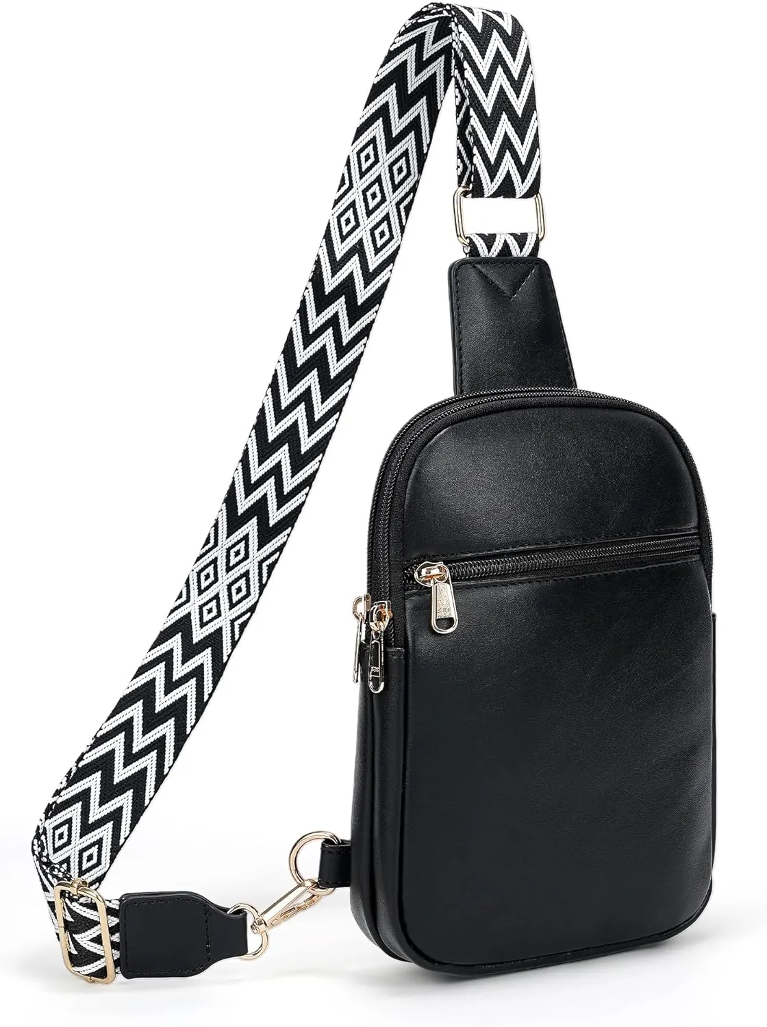 Anti Theft Small Sling Bag for Women, Crossbody Bags for Women RFID Fanny Packs Vegan Leather for Women Travel Shopping Black