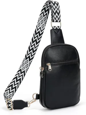 Anti Theft Small Sling Bag for Women, Crossbody Bags for Women RFID Fanny Packs Vegan Leather for Women Travel Shopping Black