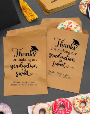 ANTING Class of 2025 Thanks for Making My Graduation So Sweet Party Favors Bags Grad Party Treat Bags for College Senior High Kindergarten School Graduation Party (100)
