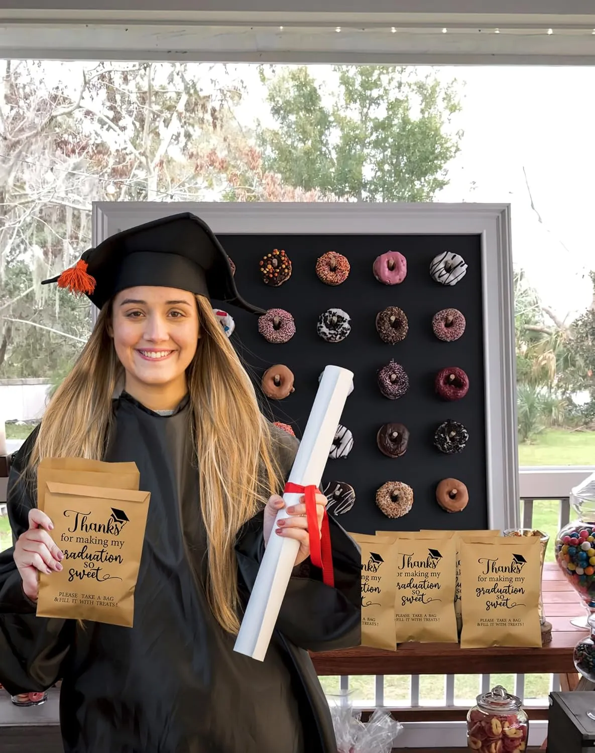 ANTING Class of 2025 Thanks for Making My Graduation So Sweet Party Favors Bags Grad Party Treat Bags for College Senior High Kindergarten School Graduation Party (100)