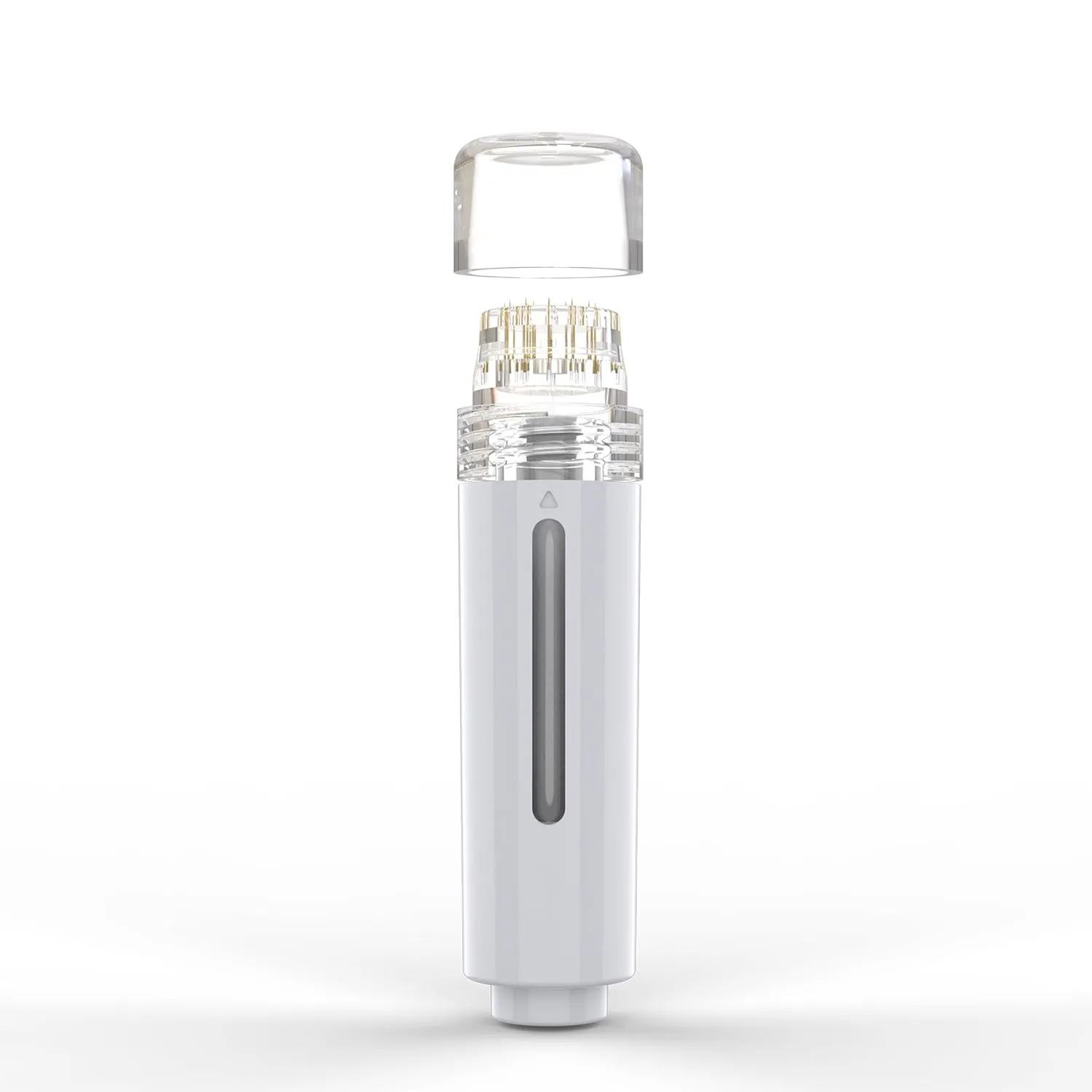 AQUA STAMP 2-in-1 Titanium Derma Stamp | 0.25mm Gold Micro Needles | Manual Microneedling Tool for Face Lips Scalp Care | Portable Serum Applicator with Storage Tube